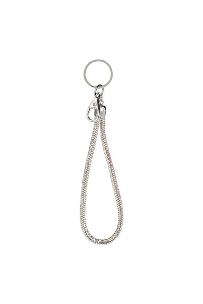 OEM Breloc metalic cu strasuri holografice de 15cm - Culoare argintie, 2 bucăți