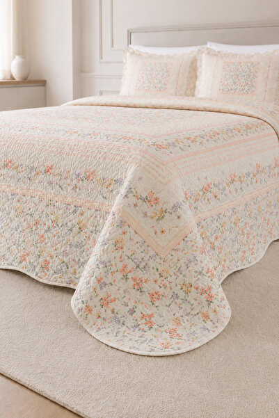 Hig Store طقم مفرش سرير مزدوج/كبير الحجم مبطن بنمط هدية الزفاف من جندليك، مقاس 250x260، غطاء سرير 50x70، 2 غطاء وسادة