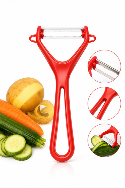 KEA Paslanmaz Çelik Kırmızı Sebze Soyacağı Meyve Soyacağı Ergonomik Mutfak So...