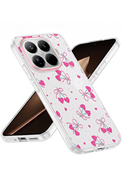 Rivor Xiaomi Mi 15T Pro Uyumlu Kılıf Kamera Çıkıntılı Kalpli Kiraz Desenli İn...