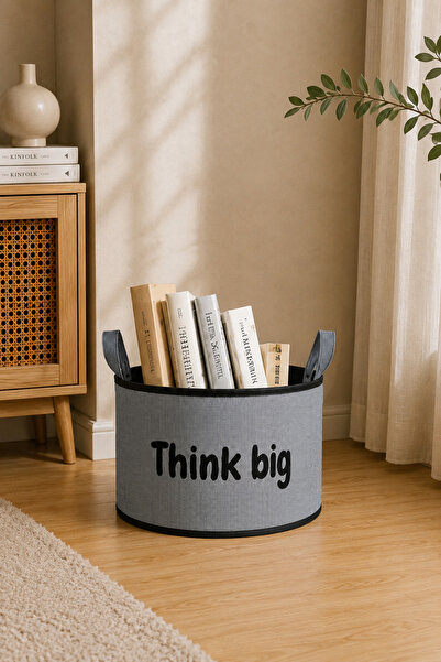 Paris Home Think Big Written Grey Jute-Look Premium Basket – Eva Supported, L...
