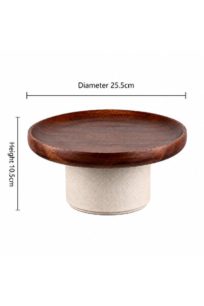 Warehouse Round Wooden Serving Stand with Elevated Base