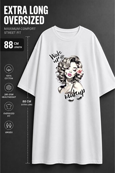 classy moda Γυναικείο μπλουζάκι με στάμπα  "Wake Up And Makeup " εξαιρετικά μ...