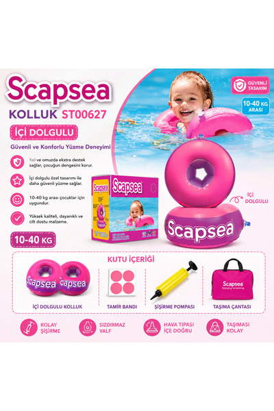 Hobikolik Scapsea İçi Dolgulu Çocuk Yüzme Kolluğu Seti 10-40 Kg | Tamir Bandı...