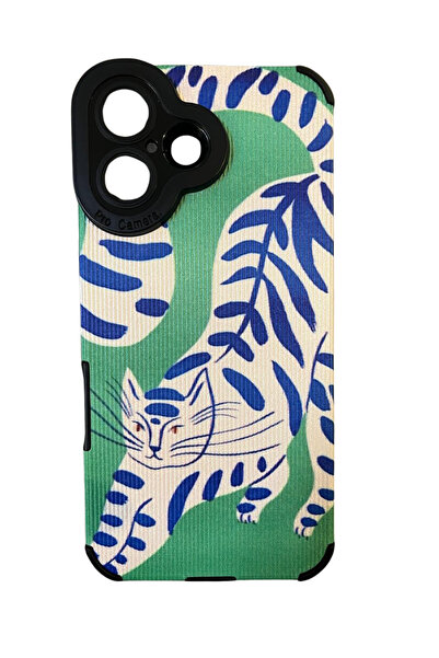 Generic For iPhone 16 Case Colorful Cat Design Flexible Silicone Case with Ca...