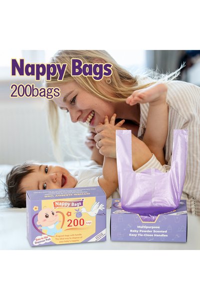Generic [أكياس الحفاضات] 200 قطعة أكياس حفاظات بروائح نفايات الحفاظات أكياس قمامة سميكة على شكل سترة محمولة للتخلص من الحفاظات