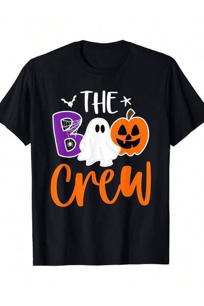 799 تيشيرتات متطابقة للعائلة من The Boo Crew، قميص أسود بتصاميم على شكل يقطين...
