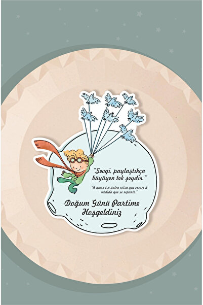 neşeli günlerim Little Prince Themed Birthday Set Plate Stickers (15 Pieces)