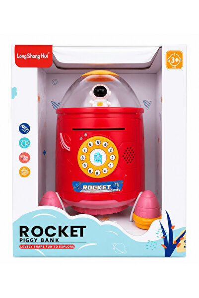 Baby Planet حصالة نقود إلكترونية ذكية للأطفال على شكل صاروخ فضاء، صندوق حفظ أ...