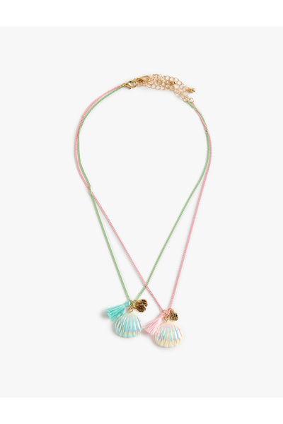 Koton Steel Mixed 2-Piece Charm Seashell Friendship Necklace