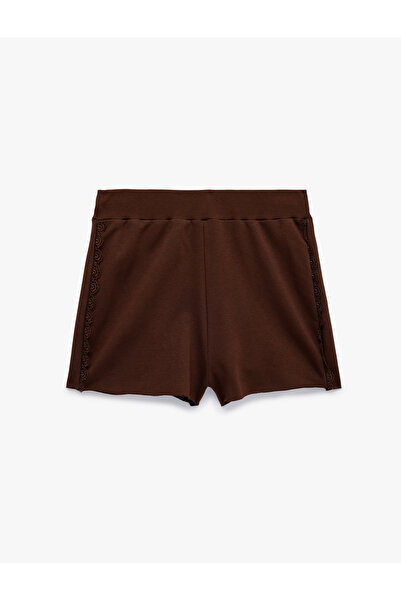 Koton Lace Detailed Cotton Regular Waist Mini Shorts