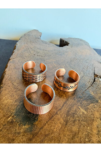 zadenza gold 100% pure copper triple ring adjustable size handcrafted copper ...