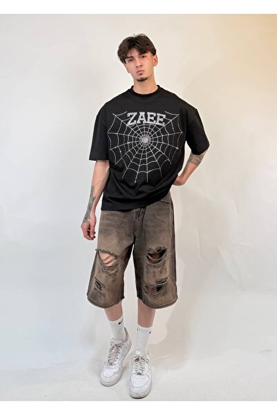 zaee Μπλουζάκι Oversize με Κεντημένη Πέτρα Αράχνης