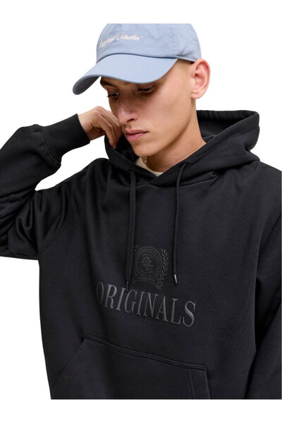 Jack & Jones JACK &JONES Frederiksberg Hanorac cu glugă Monogram Sweat Hood SN - 12300022-Negru