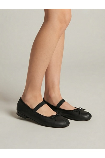 Rüya Shoes حذاء باليه من الجلد الطبيعي بحزام يومي
