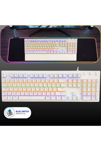 VOREX Trio G8219X RGB Blue Switch Mekanik Oyuncu Klavyesi Türkçe Q Kablolu Bi...