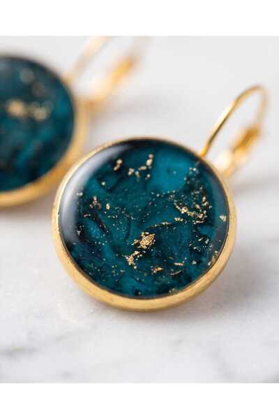 Dodemert Home Nox Blue Gold Dangle Polymer and Epoxy Handmade Earrings (Apparatus Stainless Steel)