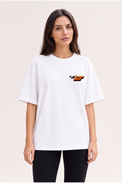 BLACK NOVA Oversize Printed Unisex 100% Cotton T-Shirt Motorcycle Therapy White