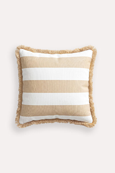 OKRA HOME MARINE STRIPE BEJ PÜSKÜLLÜ KIRLENT KILIFI