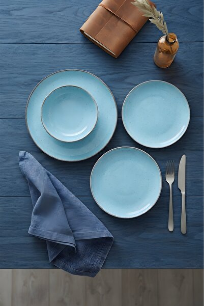 TULU PORSELEN RAIN BLUE 24 PARÇA 6 KİŞİLİK PORSELEN YEMEK TAKIMI