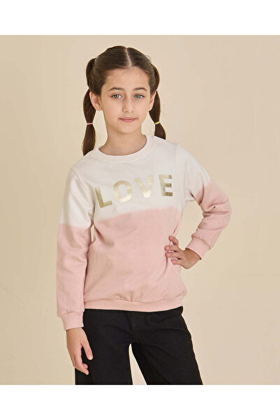 REDTAG Girls White And Pink Ombre Print Sweatshirt