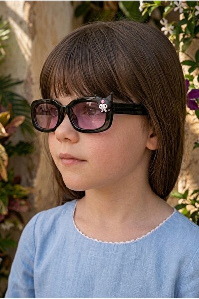 Chunky Frame Kuromi Licensed Black Girls' Sunglasses with Uv400 Filter