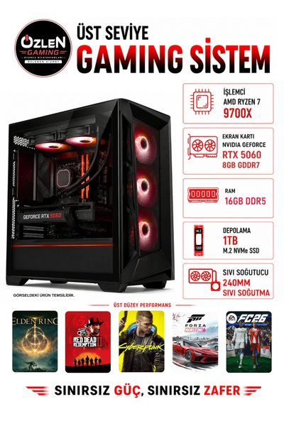 ÖZLEN XL27 RYZEN 7 9700X RTX 5060 8GB 16GB DDR5 RAM 1TB M.2 SSD Üst Seviye Oy...