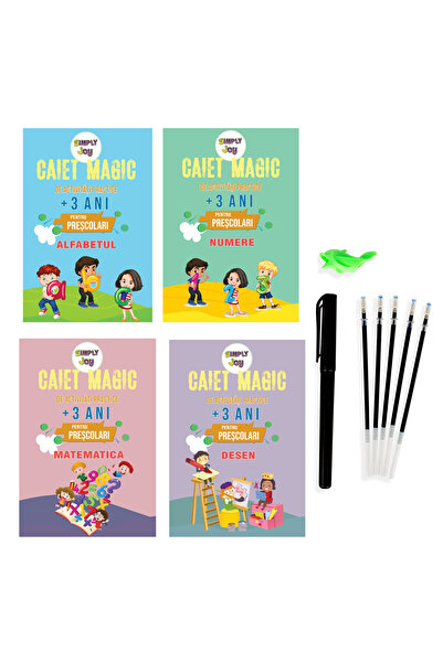 Simply Joy Set de caiete reutilizabile cu 4 caiete de lucru tip Sank Magic, î...