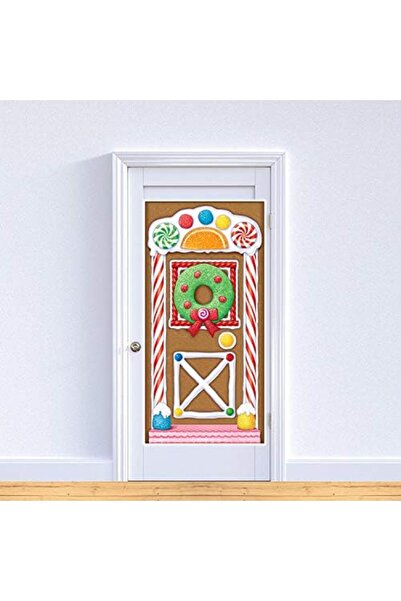 Yıldızan Beistle Printed Plastic Gingerbread House Door Cover Indoor/Outdoor ...
