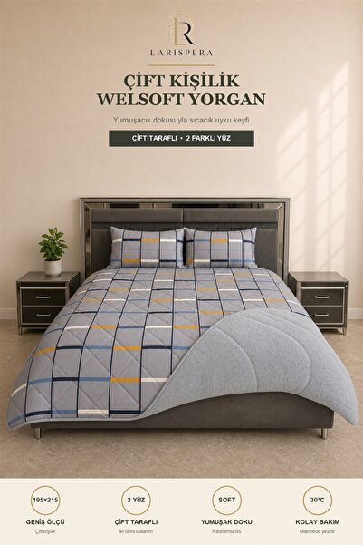 Larispera Double Welsoft Quilt Set 195X215 cm |   2 Pieces of 50X70 cm Pillow...