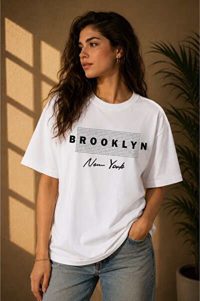 Clothify Unisex Oversize Brooklyn New York Printed Premium T-Shirt 100% Cotto...
