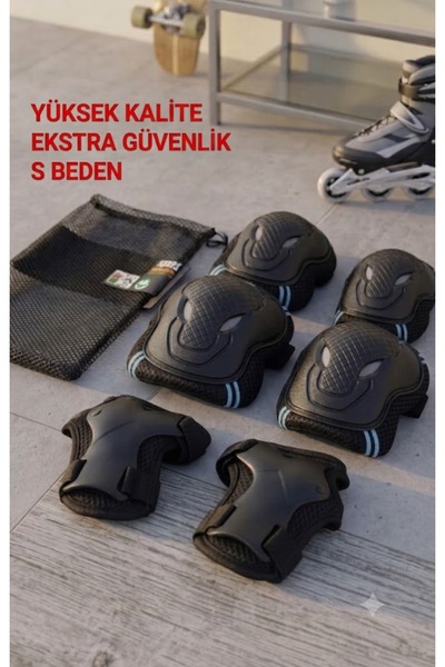 feys shop Yüksek Kalite S Beden Dizlik Dirseklik Bileklik Seti - Ekstra Güvenlikli Çocuk Dizlik Seti