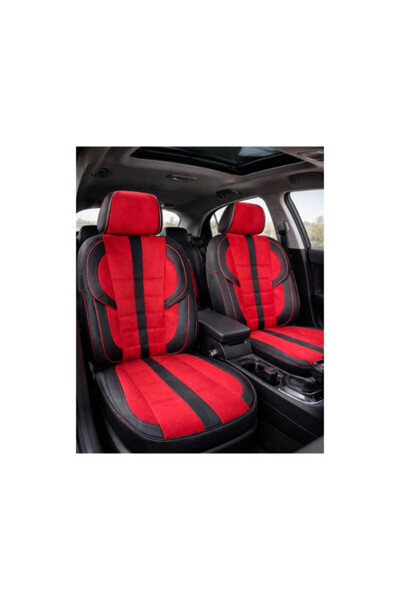 OEM Huse scaune auto universale, fractionate, Imitatie piele, Negru cu Rosu