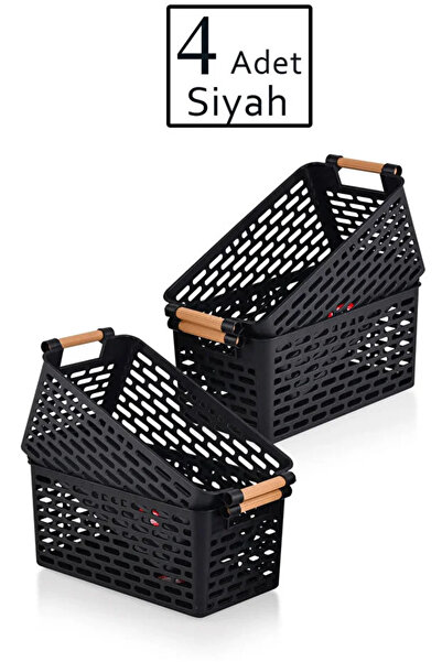 STEPORAX 4 Adet - Çok Amaçlı Plastik Tutacaklı Organizer Sepet Dolap Içi Çekm...