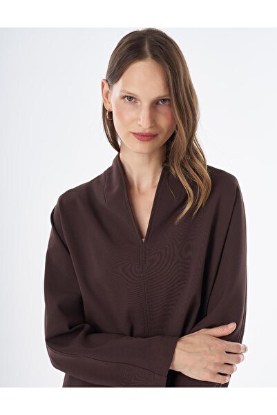 Kayra V-Neck Blouse Dark Brown