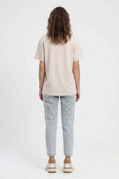 Lee Cooper New Women's Oversize Printed Crew Neck T-Shirt Ecru