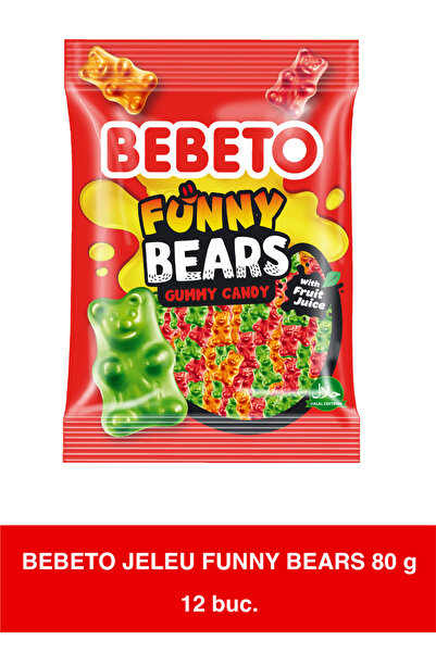 BEBETO Jeleuri Amuzante cu Urși, Arome Asortate de Fructe, 12 Pachete x 80g