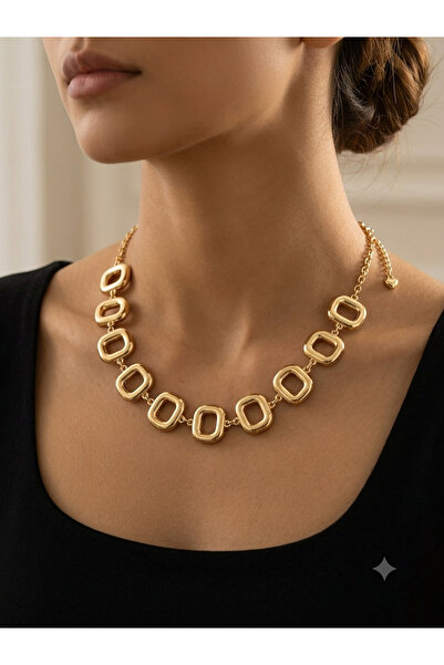 Dikdörtgen Gold Model Büyük Kolye