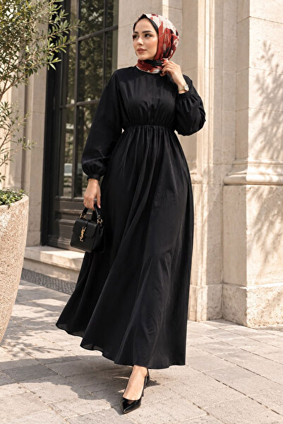 Tesettür Dünyası Mira Beli Elastic Dress Tsd260245 Black