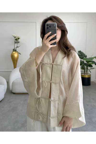 My Blog Stone String Lace Transparent Shirt - 5098