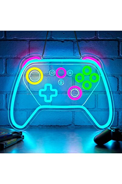 Slasa لافتة نيون للألعاب مع قاعدة أكريليك 6 مم، إضاءة LED على شكل وحدة تحكم أ...