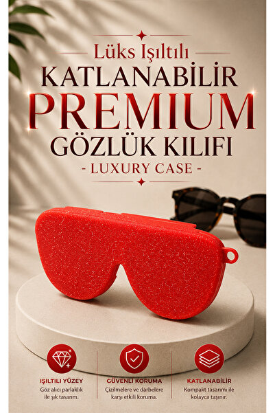 Lüks Işıltılı Katlanabilir Premium Gözlük Kılıfı-Luxury Case- Gözlük Taşıma ve Koruma Kılıfı-Askı Aparatı Hediyeli