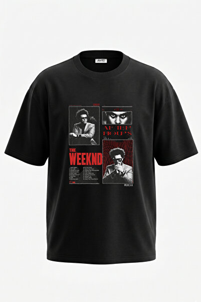 Anetos The Weeknd_22 Μαύρο μπλουζάκι με στάμπα σε μεγάλο μέγεθος