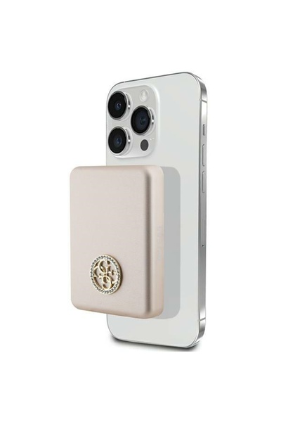 Guess 4G Strassed Metal Logo MagSafe Wireless Power Bank 3000mAh Gold