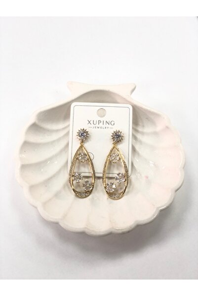 VLDORO Xuping Drop Frame Flower Motif Pendant Steel Earrings