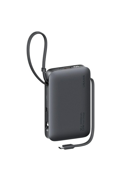 Usams Baterie externă Seria XR 10000mAh 20W cu cabluri USB-C și Lightning, Negru