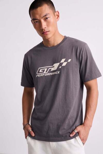 BARRELS AND OIL Men's Gt Printed T-Shirt - Anthracite