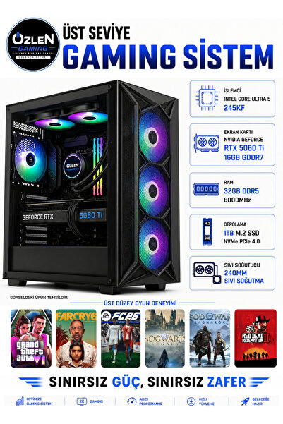 ÖZLEN X22 ULTRA 5 245KF RTX 5060 Tİ 16GB 32GB DDR5 RAM 1TB M.2 SSD Üst Seviye...