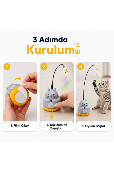 ForWhat Rotating Plush Fish Fishing Rod Toy for Office Home Office Pet Cat An...