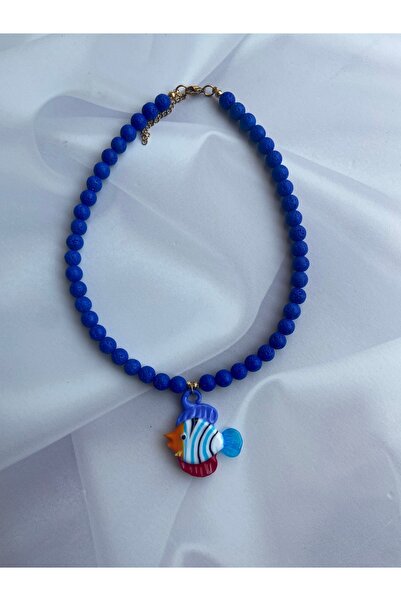 Burçin Örbük Accessory Murano Balık Figürlü Lav Taşı Kolye